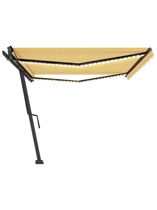 Ručně zatahovací markýza s LED světlem 500 x 350 cm žlutobílá