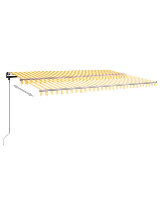 Ručně zatahovací markýza s LED světlem 500 x 350 cm žlutobílá