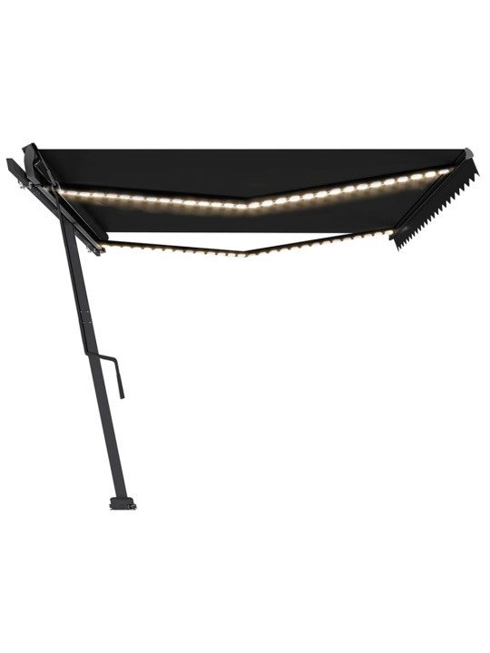 Ručně zatahovací markýza s LED světlem 500 x 350 cm antracitová