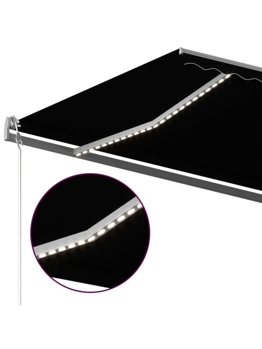 Ručně zatahovací markýza s LED světlem 500 x 350 cm antracitová