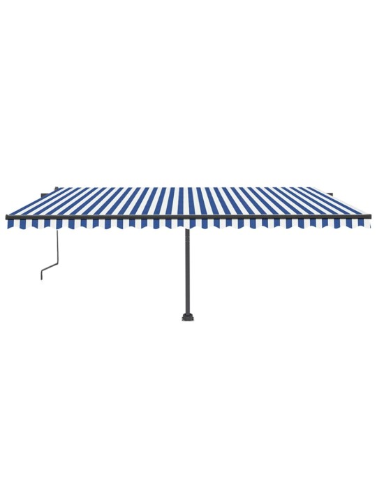 Automatická markýza LED a senzor větru 500 x 350 cm modrobílá