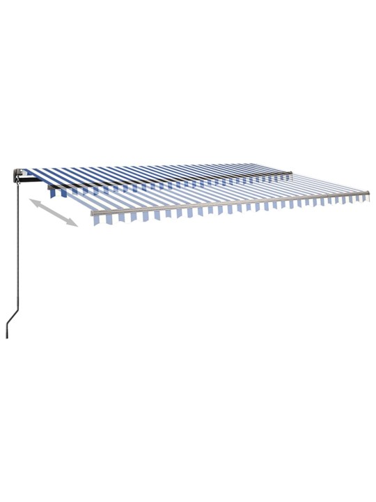 Automatická markýza LED a senzor větru 500 x 350 cm modrobílá