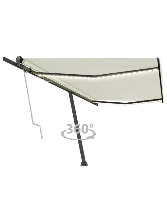 Automatická markýza LED a senzor větru 500 x 350 cm krémová