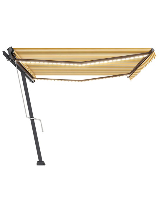Automatická markýza LED a senzor větru 500 x 350 cm žlutá/bílá