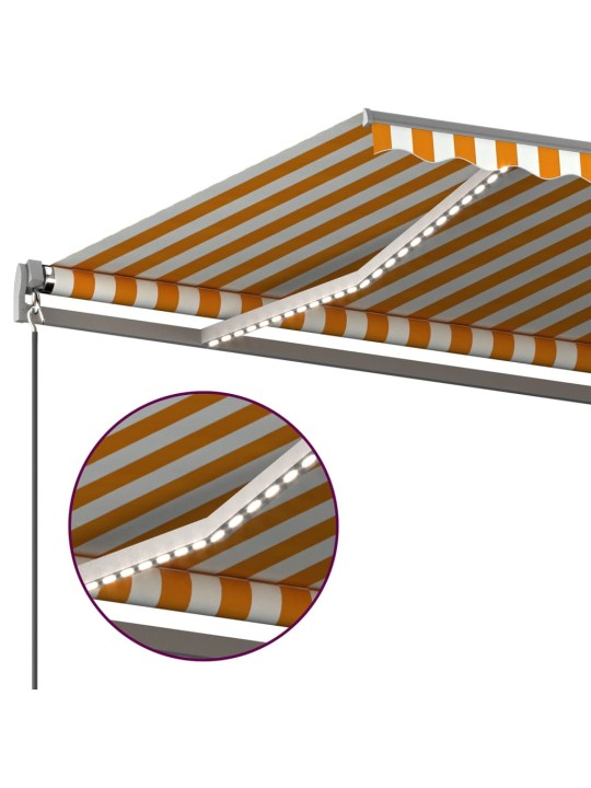 Automatická markýza LED a senzor větru 500 x 350 cm žlutá/bílá