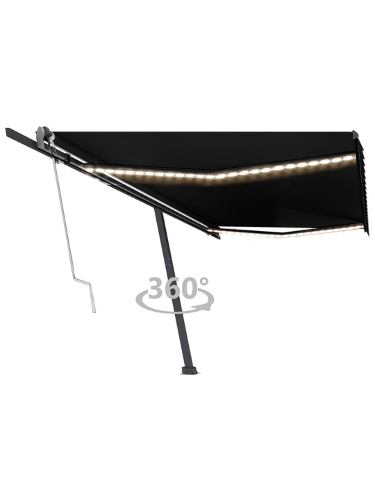 Automatická markýza LED a senzor větru 500 x 350 cm antracitová