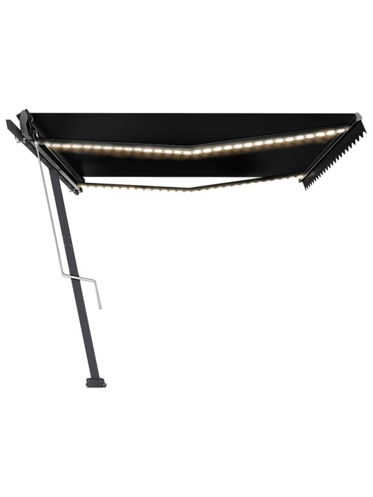 Automatická markýza LED a senzor větru 500 x 350 cm antracitová