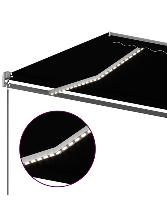 Automatická markýza LED a senzor větru 500 x 350 cm antracitová