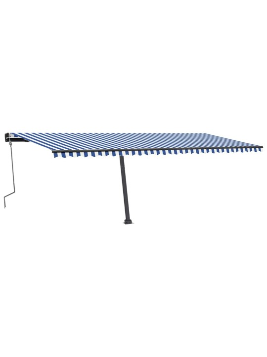 Ručně zatahovací markýza s led světlem 600 x 350 cm modrobílá
