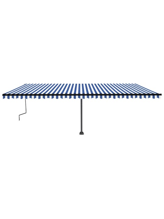 Ručně zatahovací markýza s led světlem 600 x 350 cm modrobílá