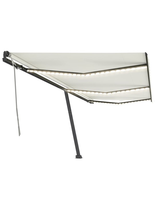 Ručně zatahovací markýza s LED světlem 600 x 350 cm krémová