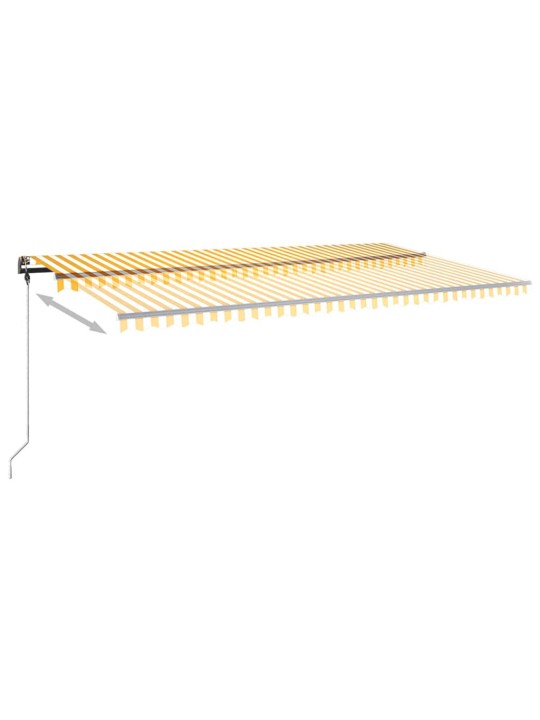 Ručně zatahovací markýza s LED světlem 600 x 350 cm žlutobílá