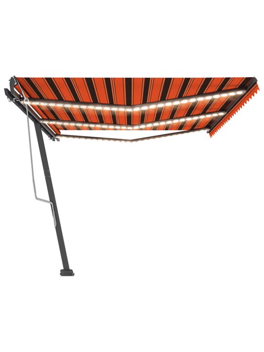 Ručně zatahovací markýza s led světlem 600x350 cm oranžovohnědá