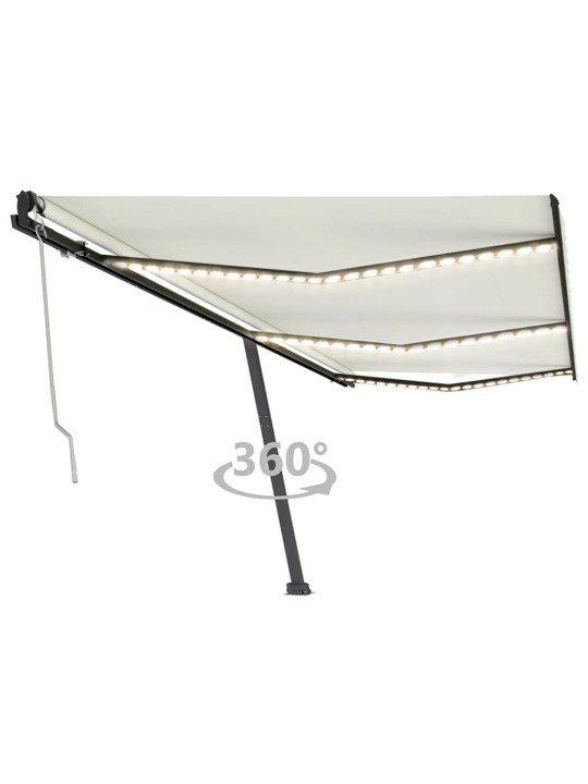 Automatická markýza LED a senzor větru 600 x 350 cm krémová