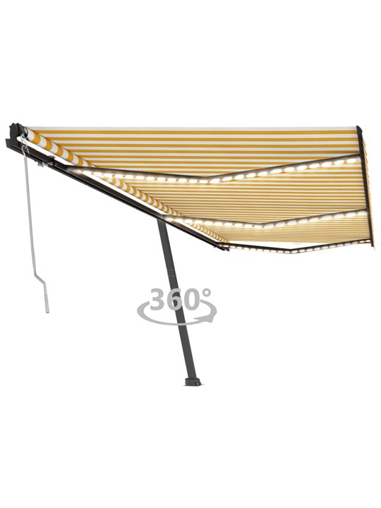 Automatická markýza LED a senzor větru 600 x 350 cm žlutá/bílá