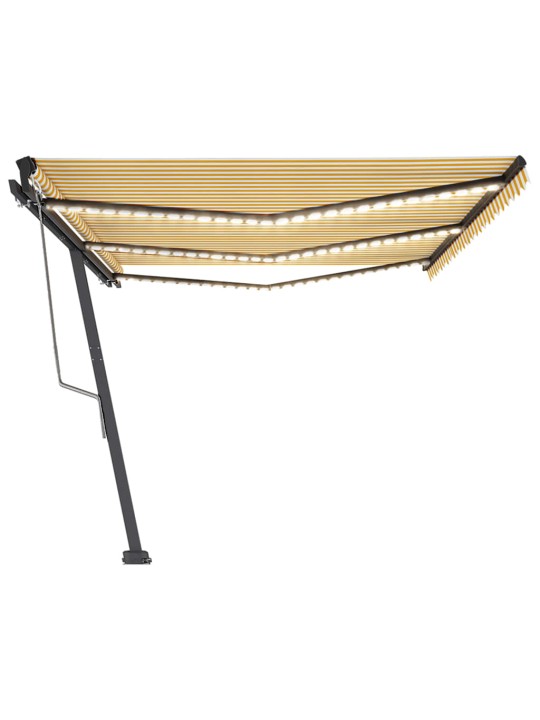 Automatická markýza LED a senzor větru 600 x 350 cm žlutá/bílá