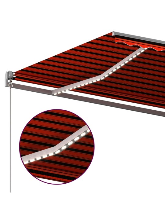 Automatická markýza led a senzor větru 600x350 cm oranžovohnědá