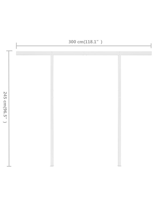 Ručně zatahovací markýza se sloupky 3 x 2,5 m modrobílá