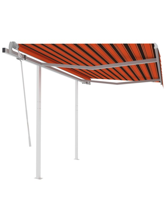 Ručně zatahovací markýza se sloupky 3 x 2,5 m oranžovo-hnědá