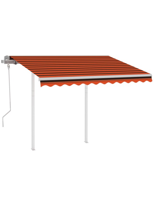Ručně zatahovací markýza se sloupky 3 x 2,5 m oranžovo-hnědá