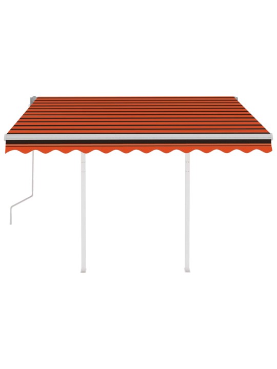 Ručně zatahovací markýza se sloupky 3 x 2,5 m oranžovo-hnědá