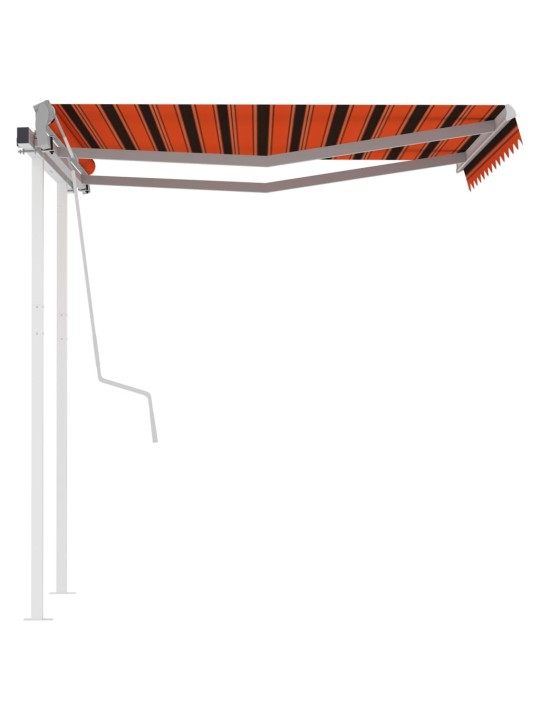Ručně zatahovací markýza se sloupky 3 x 2,5 m oranžovo-hnědá