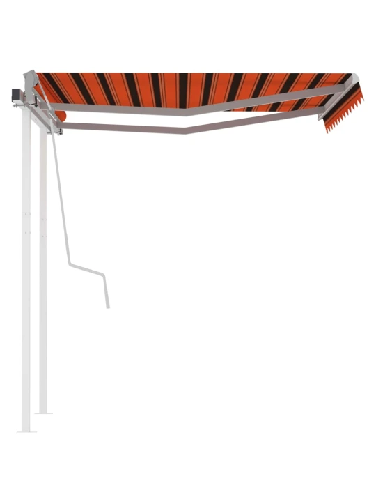 Ručně zatahovací markýza se sloupky 3 x 2,5 m oranžovo-hnědá