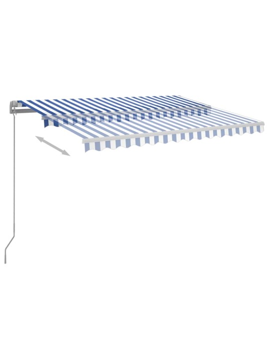 Automatická zatahovací markýza se sloupky 3 x 2,5 m modrobílá