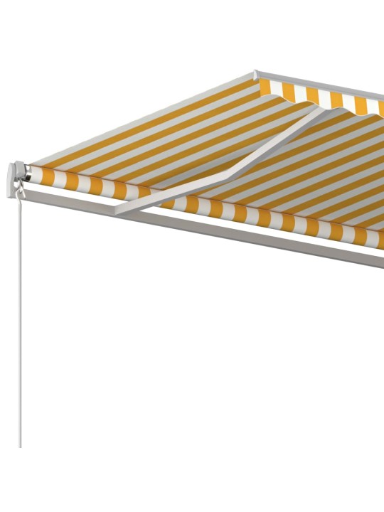 Automatická zatahovací markýza se sloupky 3 x 2,5 m žlutobílá
