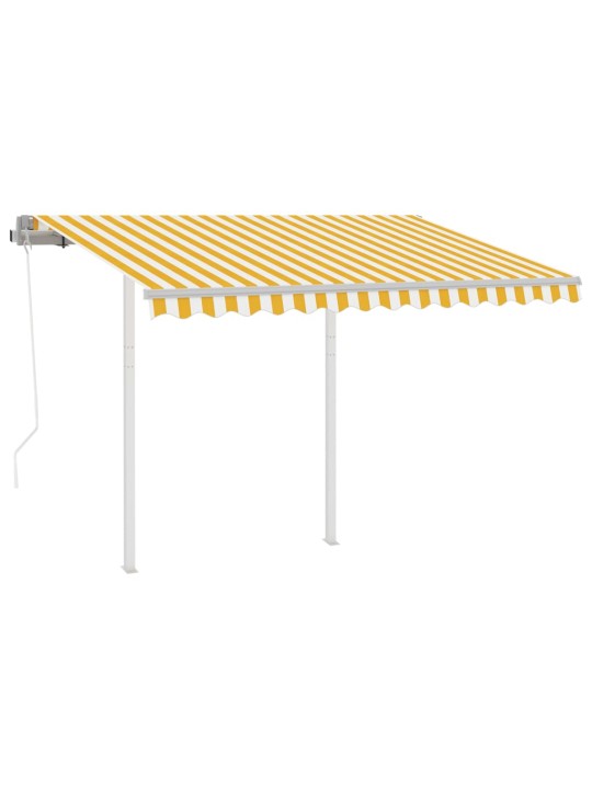 Automatická zatahovací markýza se sloupky 3 x 2,5 m žlutobílá
