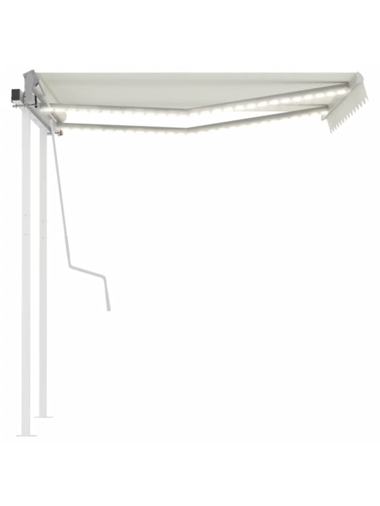 Ručně zatahovací markýza s led světlem 3,5 x 2,5 m krémová