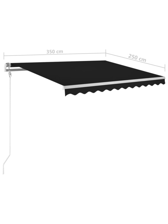 Ručně zatahovací markýza s led světlem 3,5 x 2,5 m antracitová