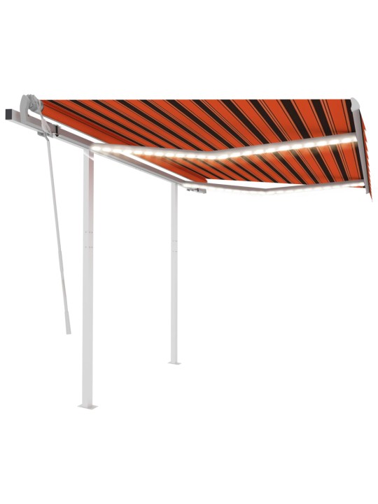 Ručně zatahovací markýza s led světlem 3,5x2,5 m oranžovohnědá