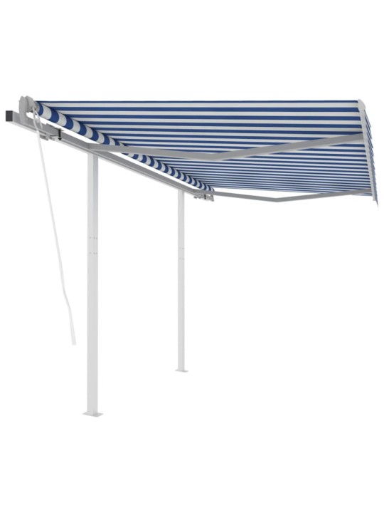 Automatická zatahovací markýza se sloupky 3,5 x 2,5 m modrobílá