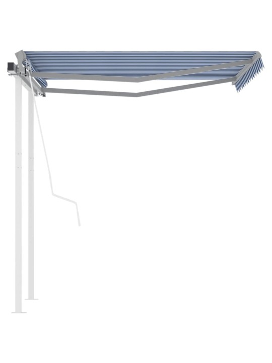 Automatická zatahovací markýza se sloupky 3,5 x 2,5 m modrobílá