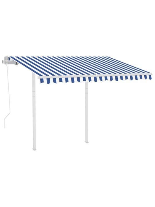 Automatická zatahovací markýza se sloupky 3,5 x 2,5 m modrobílá