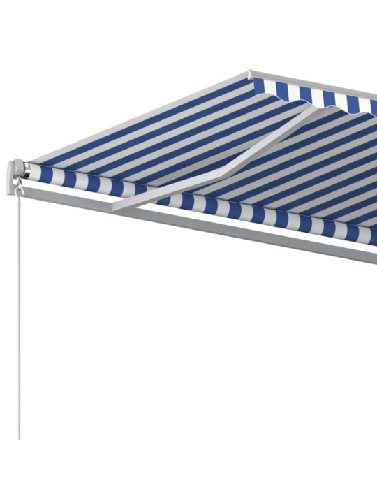 Automatická zatahovací markýza se sloupky 3,5 x 2,5 m modrobílá