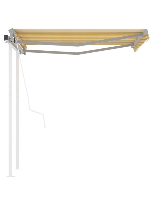Automatická zatahovací markýza se sloupky 3,5 x 2,5 m žlutobílá