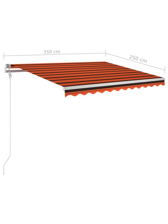 Automatická markýza se sloupky 3,5 x 2,5 m oranžovo-hnědá