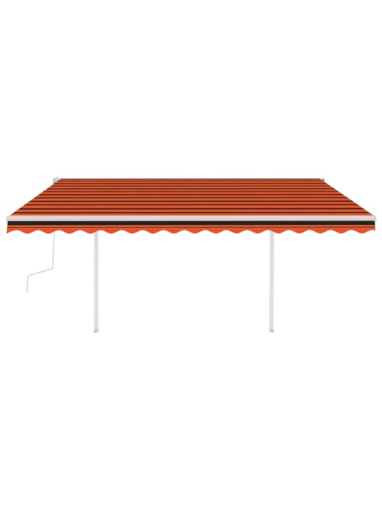 Ručně zatahovací markýza se sloupky 4 x 3 m oranžovo-hnědá