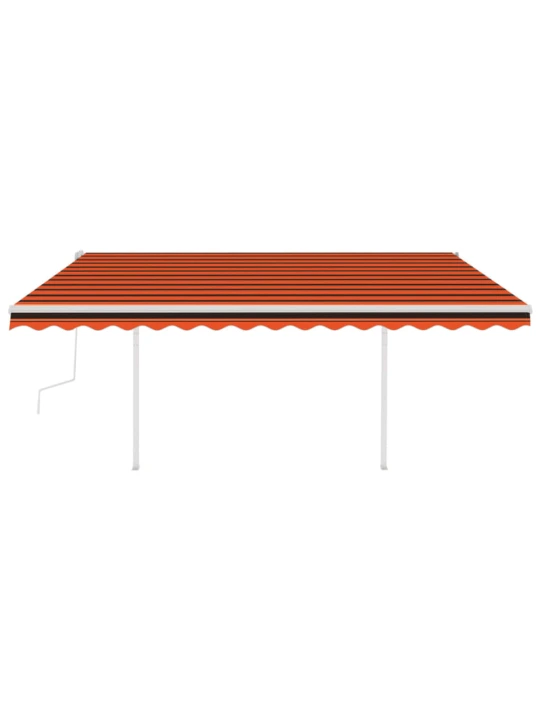 Ručně zatahovací markýza se sloupky 4 x 3 m oranžovo-hnědá