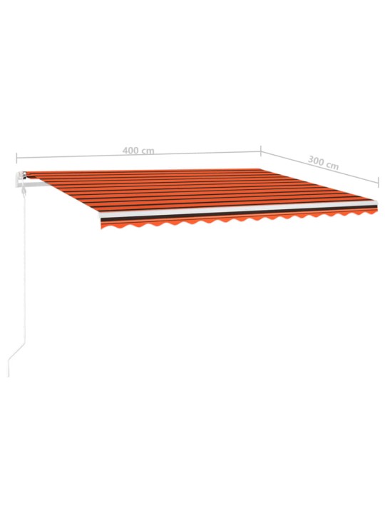 Ručně zatahovací markýza s LED světlem 4 x 3 m oranžovo-hnědá