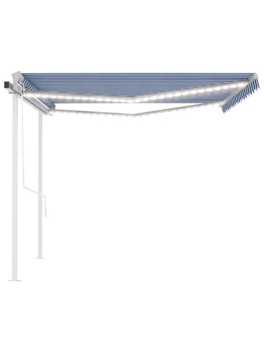 Automatická markýza LED a senzor větru 4 x 3 m modrobílá