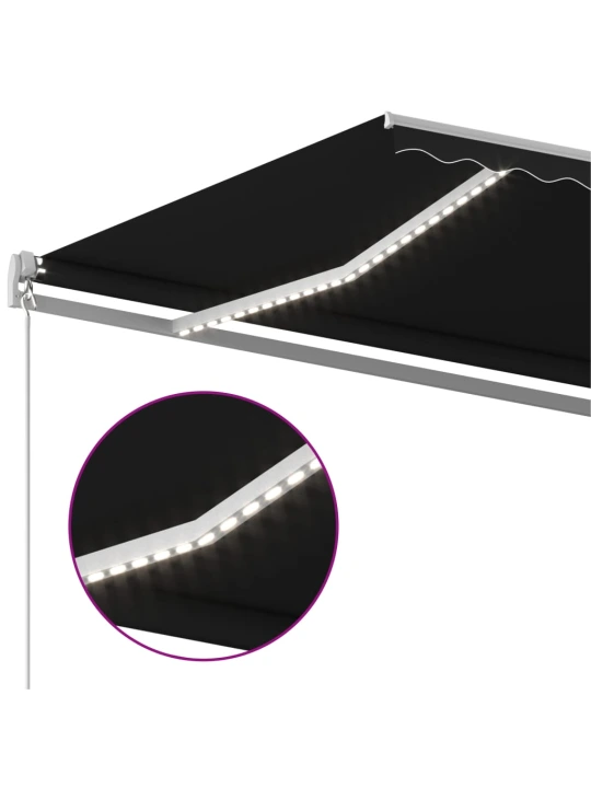 Automatická markýza LED a senzor větru 4 x 3 m antracitová
