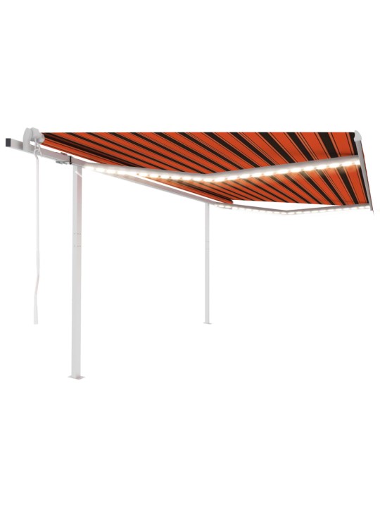 Automatická markýza LED a senzor větru 4 x 3 m oranžovo-hnědá