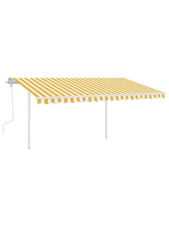 Ručně zatahovací markýza se sloupky 4,5 x 3 m žlutobílá