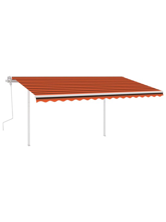 Ručně zatahovací markýza se sloupky 4,5 x 3 m oranžovo-hnědá
