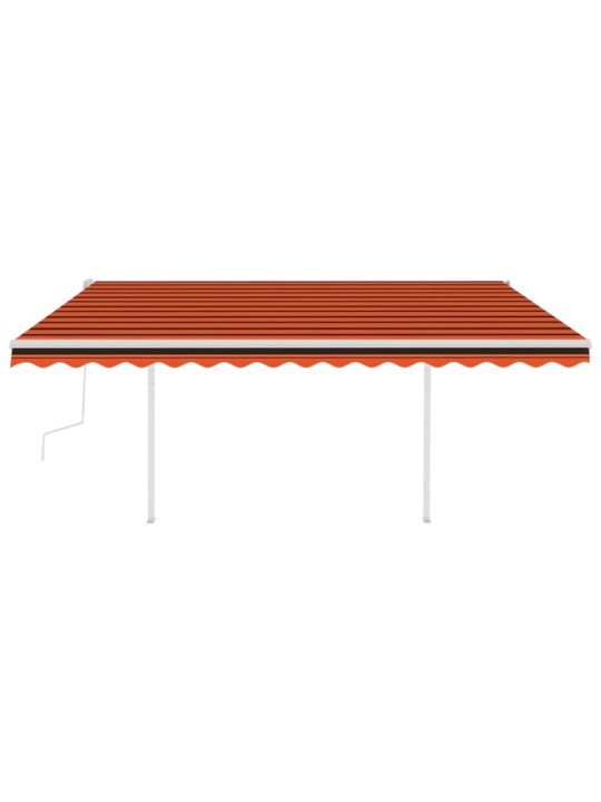 Ručně zatahovací markýza se sloupky 4,5 x 3 m oranžovo-hnědá