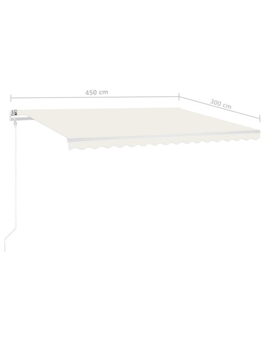 Ručně zatahovací markýza s led světlem 4,5 x 3 m krémová