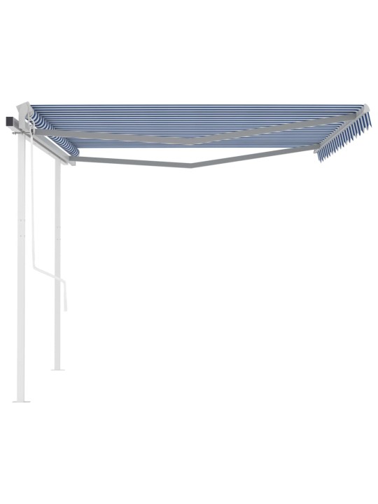 Automatická zatahovací markýza se sloupky 4,5 x 3 m modrobílá